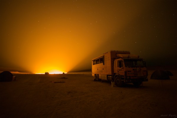 Light from Darvaza gas crater